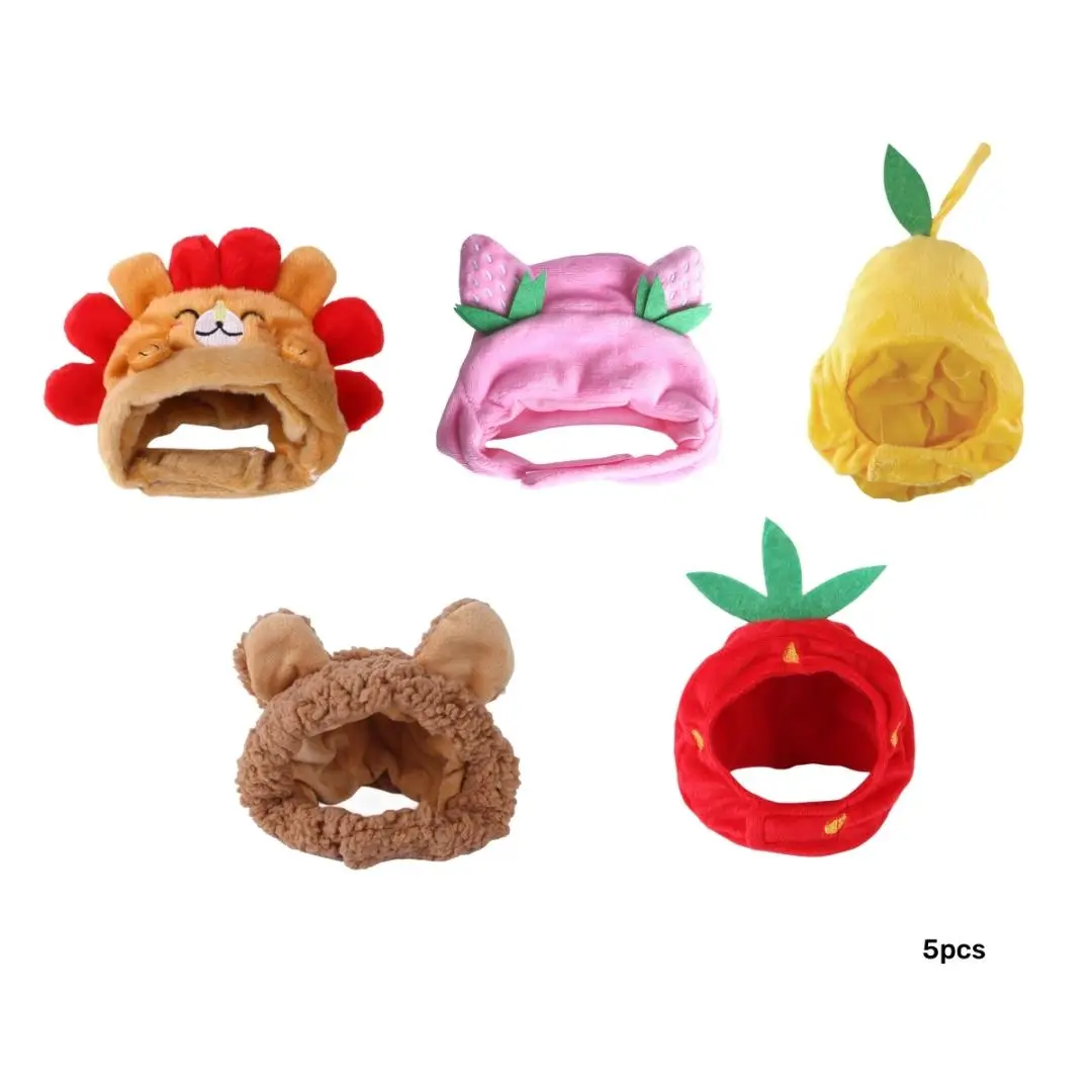 Cute Fruit Design Pet Hat, 5 Counts/set Pet Hat, Pet Hat for Small Dogs & Cats, Pet Warm Hat, Funny Hat for Party & Outing, Pet Supplies