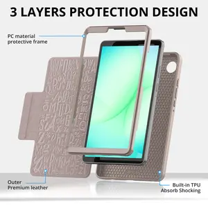 Tablet case for Samsung for A11 8.7-inch SM-X133 / X135 (2025)/A9 (2023) (SM-X110/X115/X117) with adjustable stand, card case storage on the side, flip cover for enhanced protection Tablet computer case (without pen)