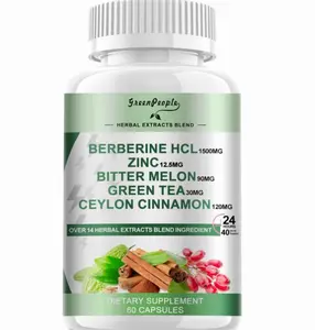 GREENPEOPLE Berberine Supplement with Ceylon Cinnamon - Berberine 1500mg Activates AMPK & GLP-1 Berberine HCL Capsules with Bitter Melon/Artichoke Extracts & Natural Herbs for Immune Support 60 Count