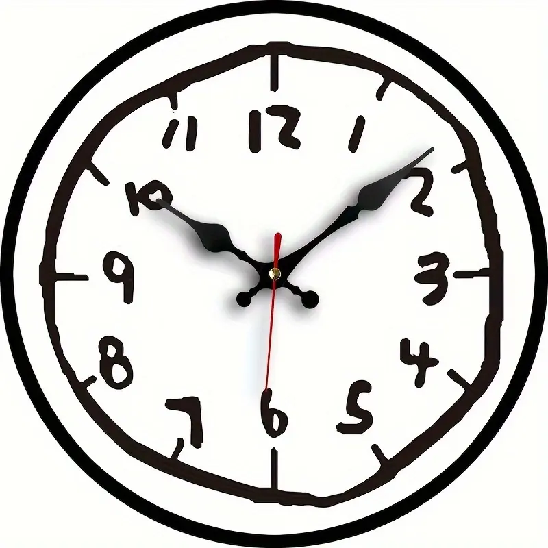 10 Inch Modern Minimalist Wall Clock with Artistic Number Design - Silent, Non-Ticking Decor Piece for Home & Office, Battery-Powered (AA), Wall Clock Living Room