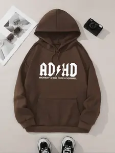 [Made In USA] ADHD Highway To Hey Look A Squirrel Funny Sweatshirt / Hoodie, Retro Parody Graphic Pullover, Soft Beige Cozy Top, Humor Streetwear Gift, Full Color Print