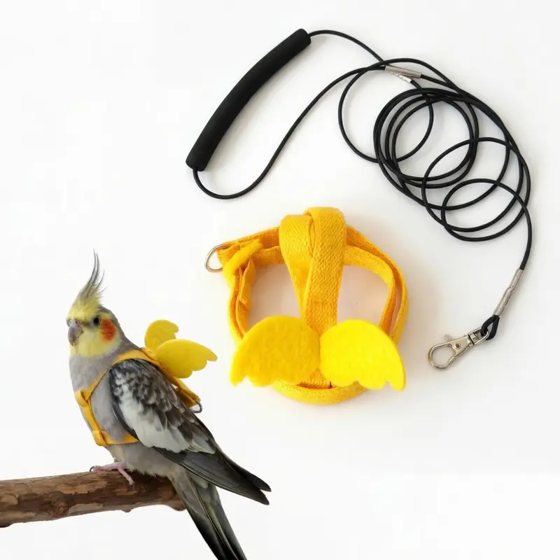 Bird Safe 1-Piece Polyester Harness Leash Set, Adjustable Bite-Resist Anti-Bite Safety Tool, Small Bird Training & Flying Aid, All-Seasons Pet Supplies