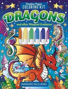 Dragons Creative Pages Coloring Kit Hardcover with Markers - 24 Pages of Dragon Illustrations for Kids Imaginative Play
