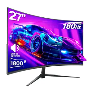 27 Inch 180Hz Curved Gaming Monitor, FHD 1080P, 1800R Curved Display, 1ms, FreeSync, Built-in Speakers, HDMI & DP, Wall Mountable Black/White