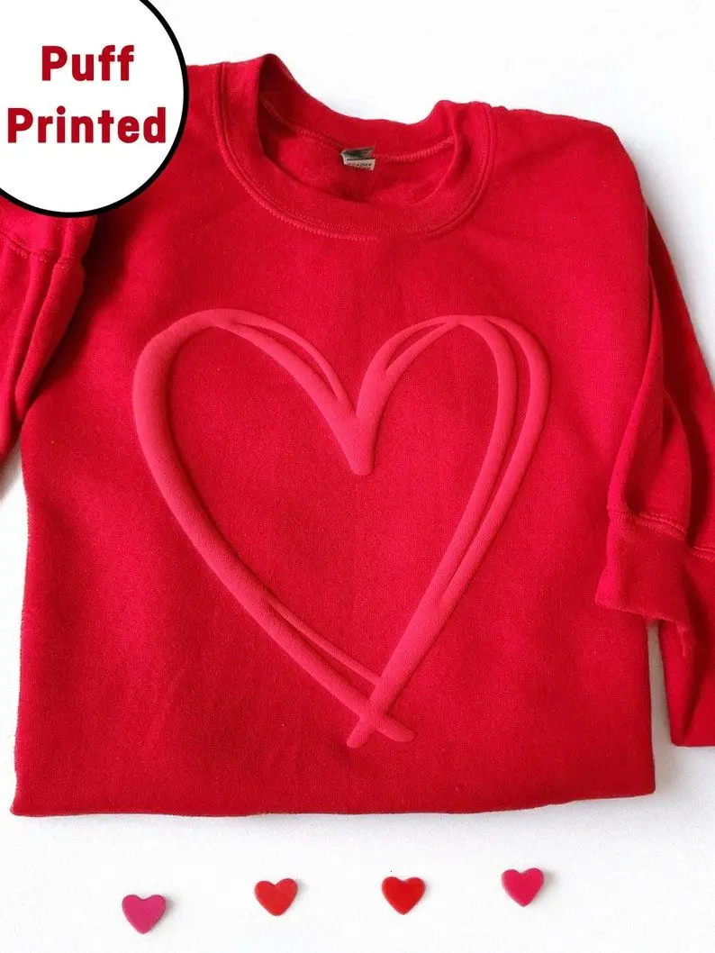 Embossed Valentine Sweatshirt, Valentine Sweatshirt, Puff Print Sweatshirt, Gifts Puff Sweatshirt, Cute Sweatshirt, Valentines Gift Idea