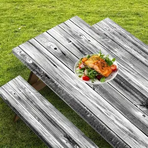 3pcs Picnic Tablecloth Set Vintage Wood Grain Design - Ideal for Outdoor Picnics and Camping Decorations with Elastic Edges Perfect for Patios and Essential Camping Gear