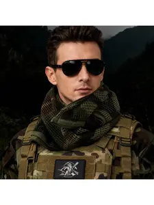 Jungle Camouflage Concealment Net Scarf Long Breathable Tactical Scarf Desert Neck Gaiter Veil Multi-functional Headscarf