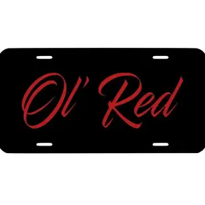 "Ol' Red" License Plate - Vintage Style Aluminum Vanity Tag - Classic Truck & Hunting Dog Car Decor - Durable 12x6 Inch Metal Plate - Made in USA