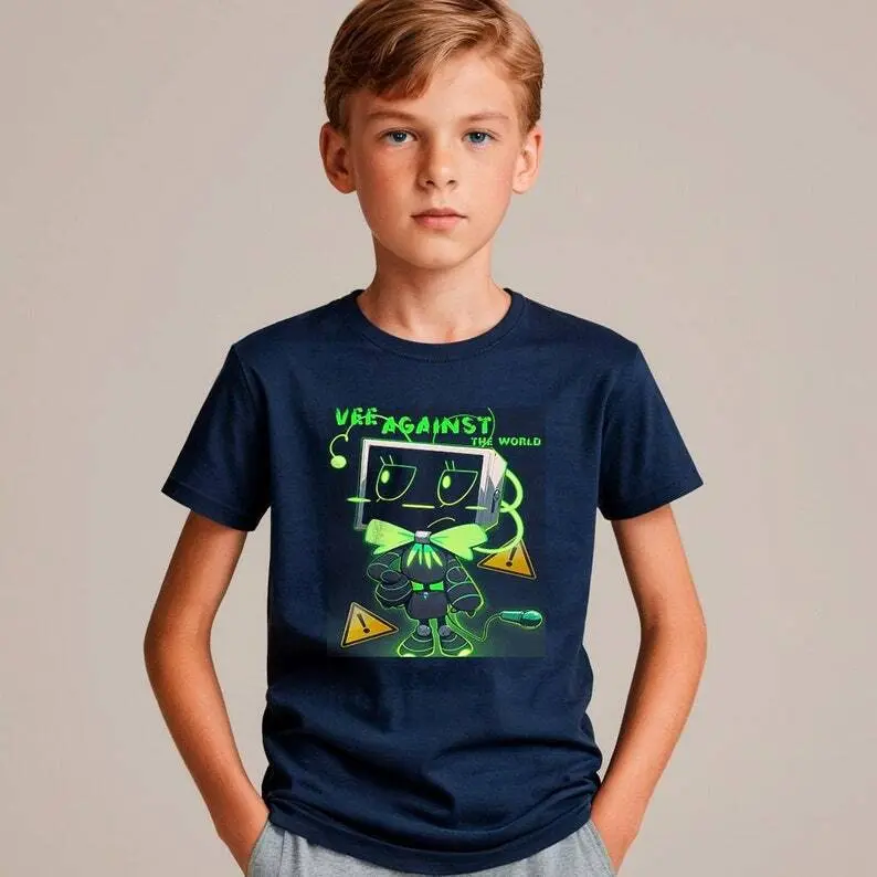 Vee Against the World Tee, Dandy's World Graphic Tshirt, trendy Kids Shirt, Gift for Teenagers, Roblox, Video Game, Youth Short Sleeve Tee