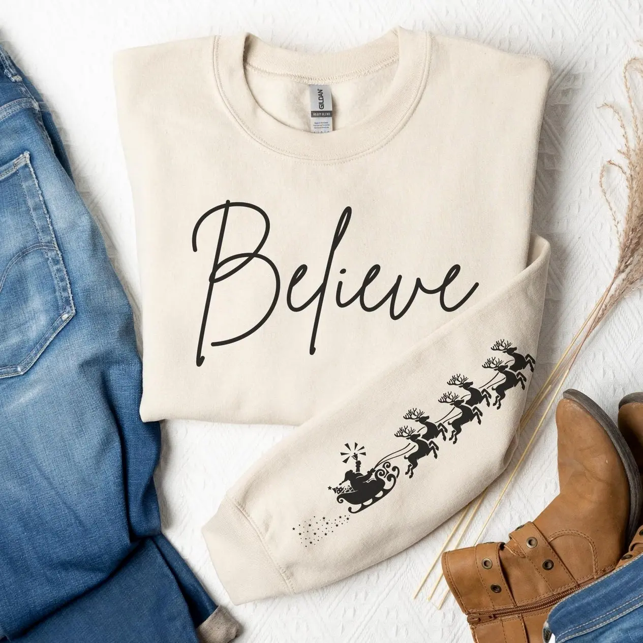 Believe Christmas Sweatshirt Christmas Believe Sweatshirt Christmas Party Sweatshirt Christmas Family Sweatshirt Christmas Sleeve Sweatshirt 6VT