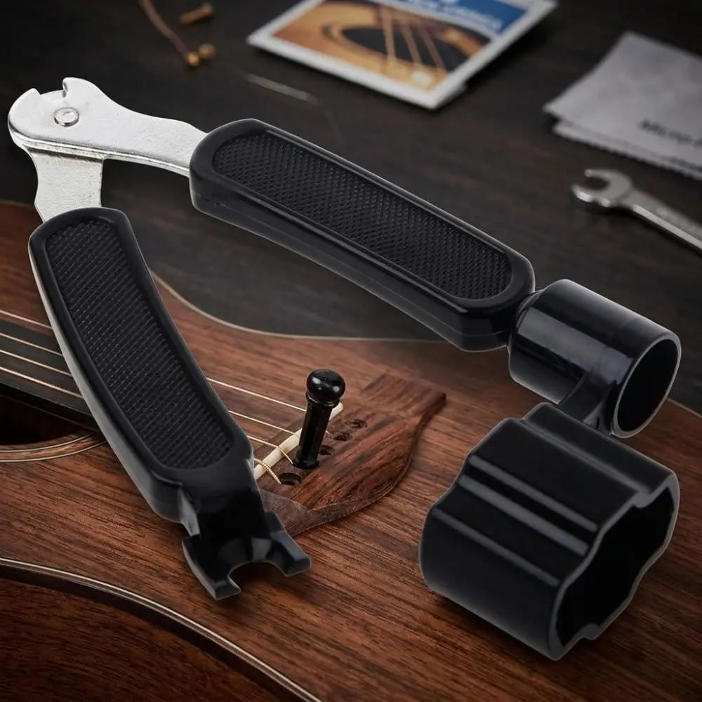 3-in-1 Guitar String Winder Cutter & Pin Puller Set, Non-Slip Ergonomic String Change Tool with Anti-Rust & Safe Grip, Multi-Instrument Maintenance Kit for Bass Ukulele, Portable Repair Tool for Camping Dorm, Guitar Assisted Tool