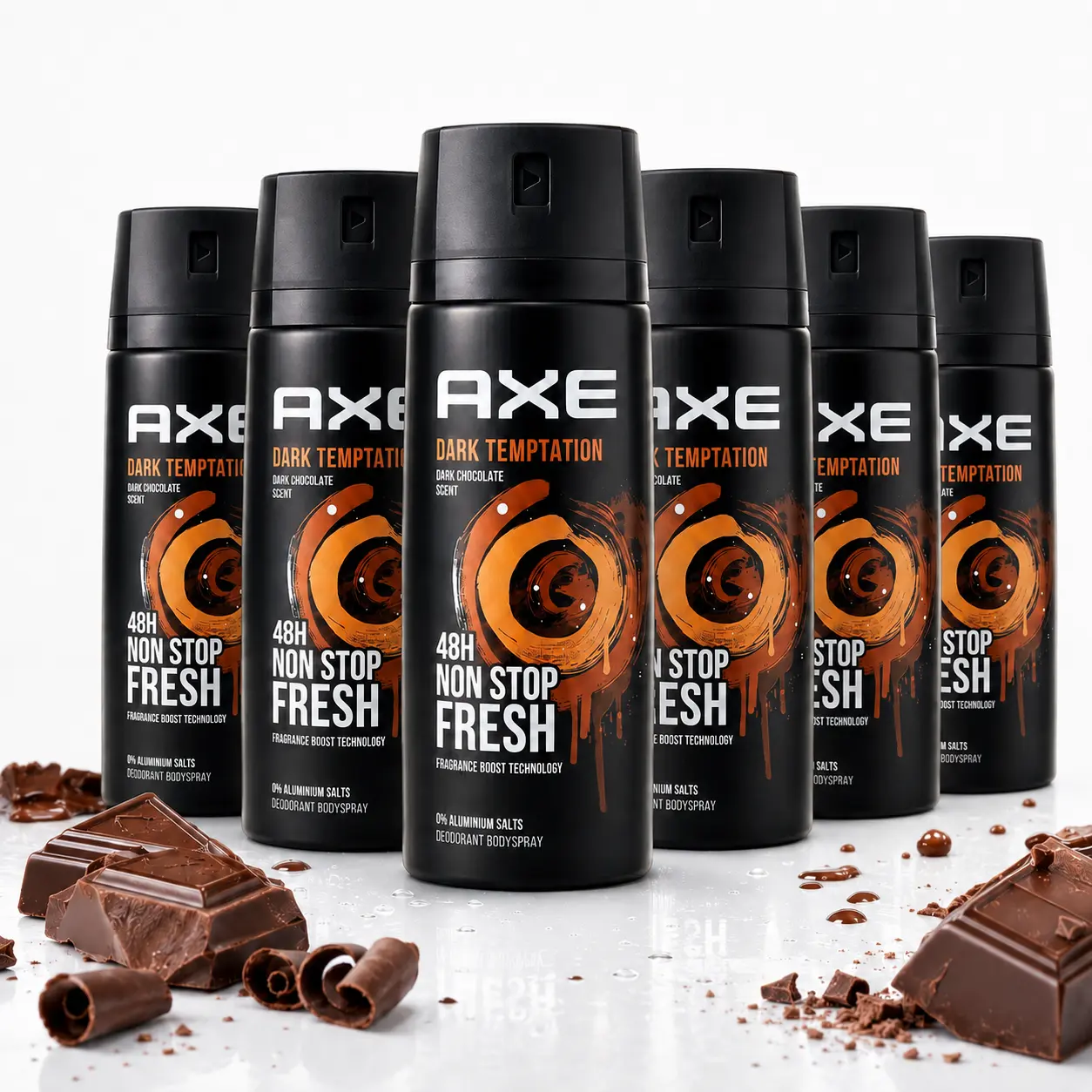 AXE Dark Temptation Deodorant Body Spray Value Bundle (5oz/150ml) Dark Chocolate Cocoa Fragrance, 48H Non-Stop Fresh Body Care Product