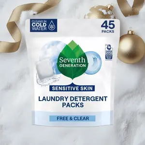Seventh Generation Laundry Packs Free & Clear 45ct - Free & Clear Laundry Pacs, 45ct, HE Compatible, for Sensitive Skin, Hypoallergenic, Eco-Friendly