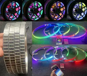YDZWAVUI 4 Rolls 17.5" Quad Row CHASING LED Wheel Ring Lights for Car & Truck APP Remote Control Christmas Gifts International Warranty