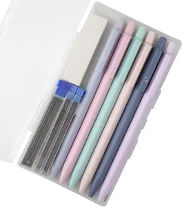 Mechanical Pencils Set 0.7 mm Triangular 6 Pencils 4 Tubes Leads 1 Eraser Pastel Colors Cute Aesthetic lead pencils for School Writing Drafting