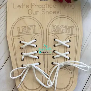 Wooden Shoe Tying Learning Practice Board, Shoe tying learning tool, Teacher helper learning tool, Kids Learning Gifts, Hands-on Kids Gift Ideas, Interactive Play Toys, Sensory Toys and Games, Neutral Montessori Play, Feel Toys, Kids Skill Toys