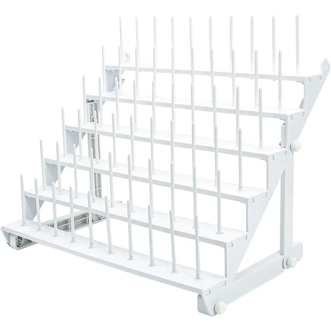 Thread Rack for 60 Spools or 30 Cones, Wall Mounted Large Thread Holder with Long Pegs, Bright White Plastic Thread Stand for Embroidery Serger ing Thread Storage and Hair Braiding