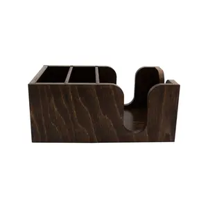 Dark Stain Finish Wooden Bar Top Napkin Caddy, Home Organizer Storage Box, Ideal Gift for Home Supplies Organization, Boxes
