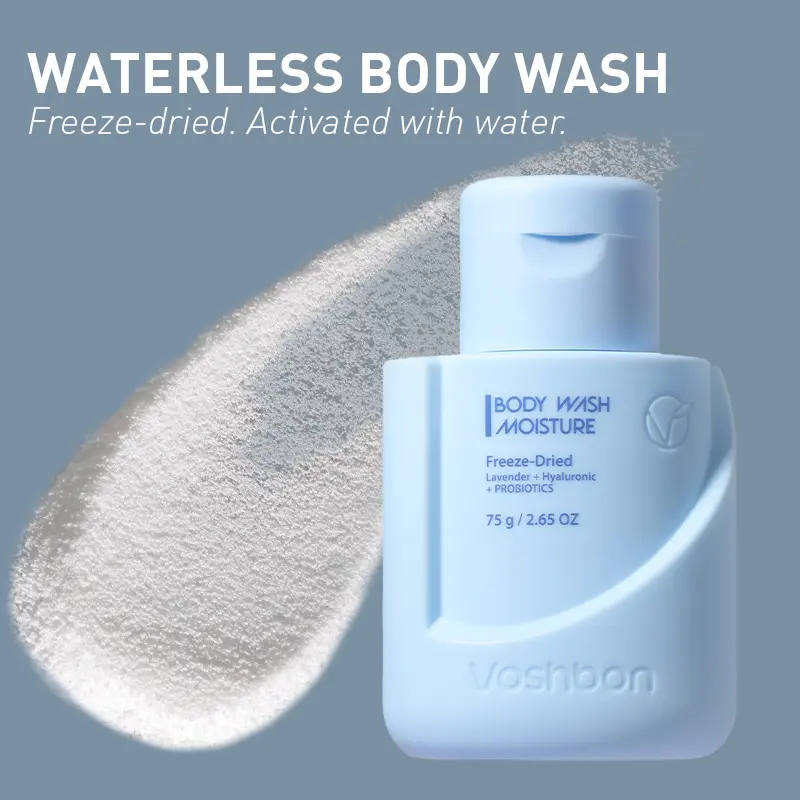 VOSHBON Moisture Freeze-Dried Body Wash | Hydrating Probiotic Cleanser for Dry Skin | Travel Essentials TSA Approved | Deep Moisturizing & Soft Skin