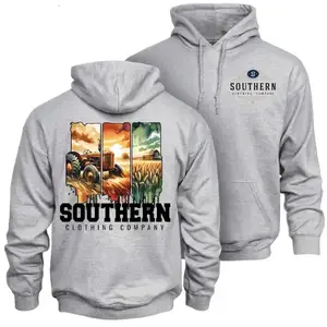 Southern Clothing Company Farm Life Hoodie - Vintage Tractor Farmland Back Graphic , Classic Southern Country Lifestyle Brand Style , Agriculture Outdoor Apparel Hoodie
