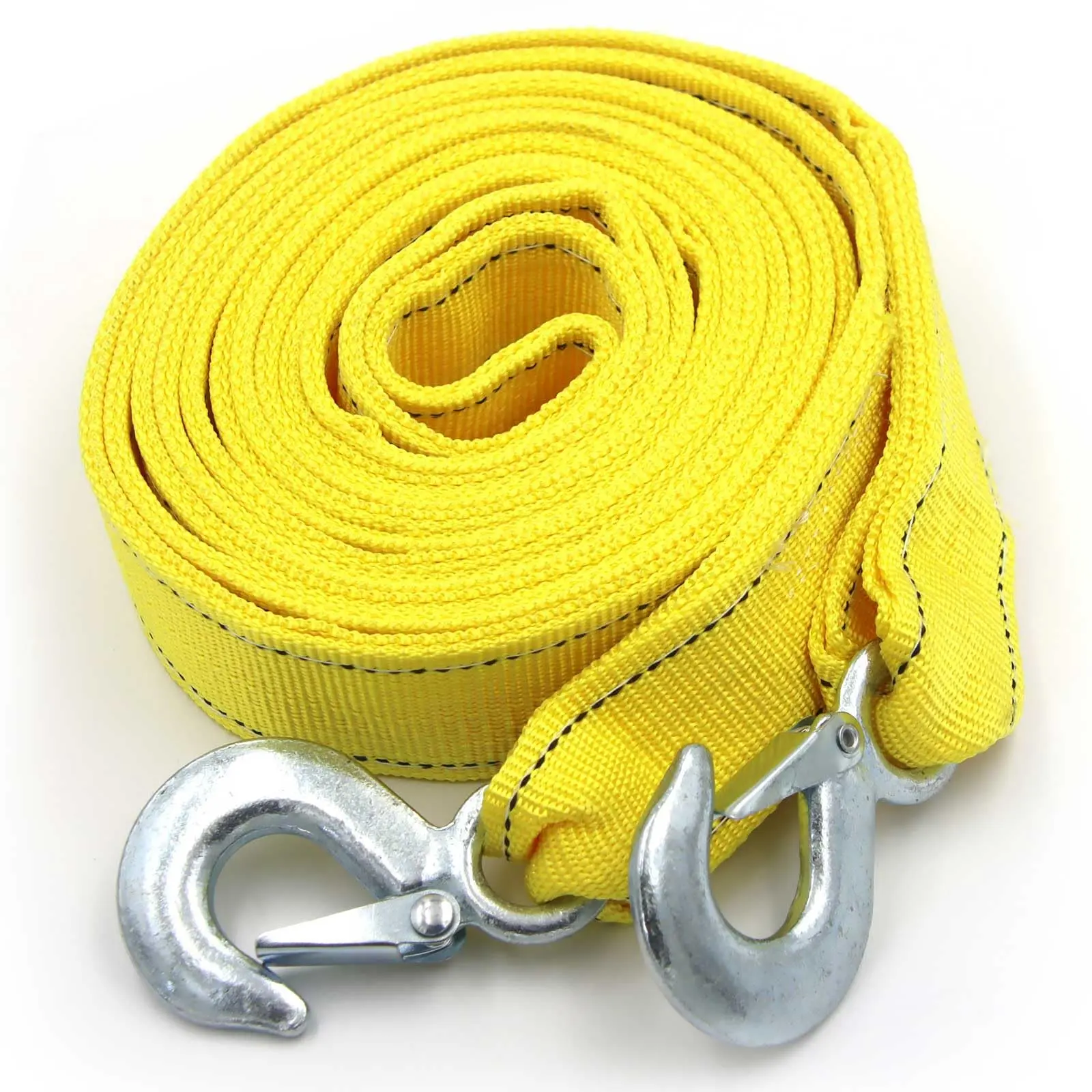 Car Tow Strap with Hooks, 20Ft Nylon Emergency Recovery Towing Strap, 30000 lbs Heavy Duty Reflective Tow Rope with Forged D-Ring Hooks, Cars Trucks Boat Emergency Accessories (Yellow)