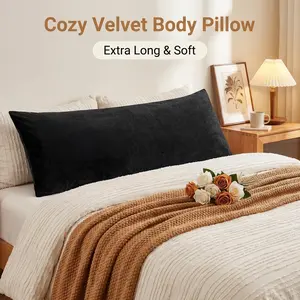 Bedsum Velvet Body Pillowcase - 20x54 Inches Soft & Cozy Luxury Long Pillow Cover with Hidden Zipper, Frictionless Skin-Friendly Body Pillowcase for Bed & Sofa, 1 Count