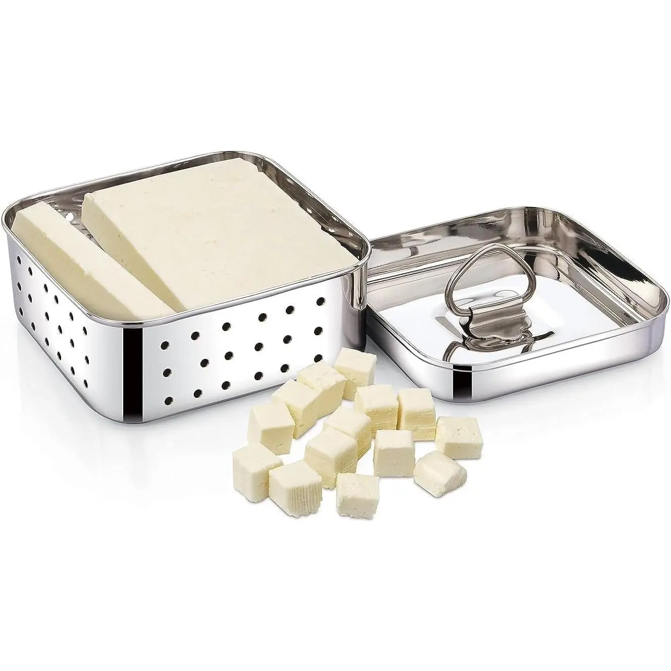 Stainless Steel Square Shape Paneer/Tofu/Cheese Maker/Mould Machine Hard Presse Mold KIt For Paneer/Cheese Making (350ml)