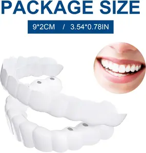 【3 Pieces】Instant SnapOn Veneers Teeth Whitening Smile Mask Comfortable Reusable Porcelain Fake Teeth for New Year 2026 Photos Upper Jaw Tooth Accessories Oral Hygiene
