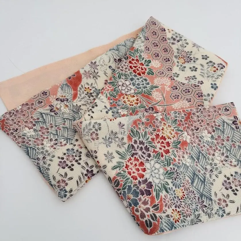 Pink Stream Reversible Scarf Vintage Handmade Japanese Kimono Silk