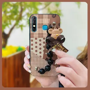 Black pearl pendant Simplicity Phone Case For Infinix X650B/HOT8/8Lite/Spark4/KC8/CC7/Camon12 cute Bear bracelet Skin-friendly feel protective case Anti-knock soft case silicone