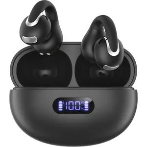 Open Ear Clip  Earbuds  5.4, Lightweight Comfort   Conduction Headphones Built-in Mic for Clear Audio,  Fit Earphones 24H Play-Black