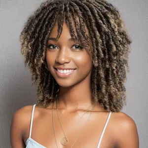 New 12 Inch Braided Wigs For Black Women And Men Short Layered Dreads Wig Black To Brown Dreadlock Wig Afro Curly Synthetic Faux Locs Braids Crochet Hair Wig