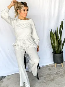 Sabrina Off Shoulder Jumpsuit ~ Heather Grey