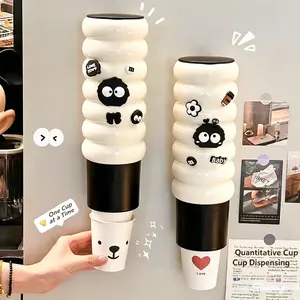 Magnetic Wall Cup Dispenser With DIY Stickers, No Drill Adhesive Cup Holder, Cup Storage Rack Organizer for Home Kitchen Office