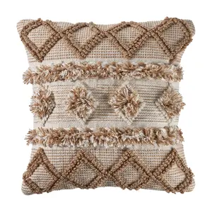 Ox Bay Neutral Pom Pom Geometric Indoor/Outdoor Throw Pillow