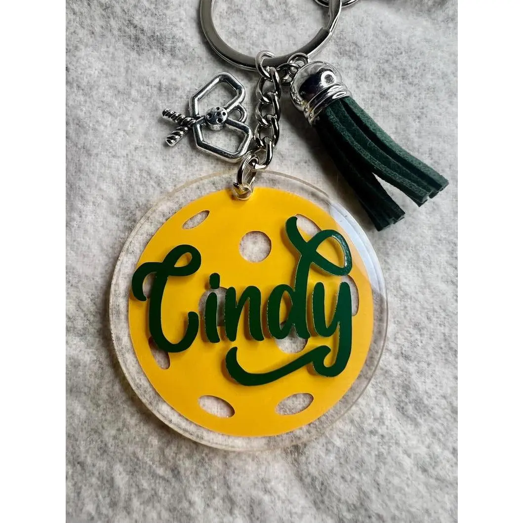 PICKLEBALL 2d Flat Acrylic Personalized, pickleball bag tag, pickleball gift, custom pickleball, pickleball lover, pickleball coach