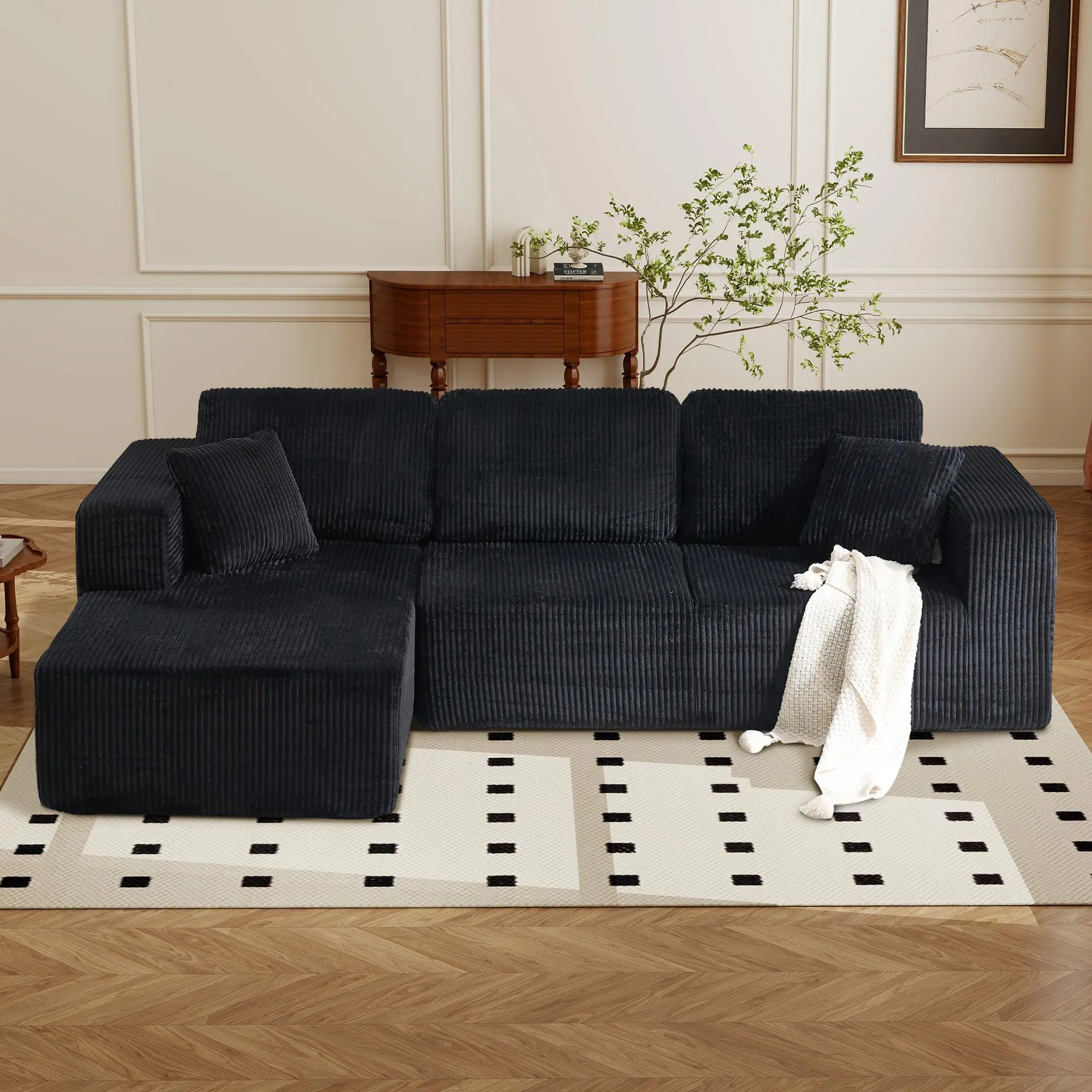 Black( Right-arm 2-seater + Left-arm chaise)