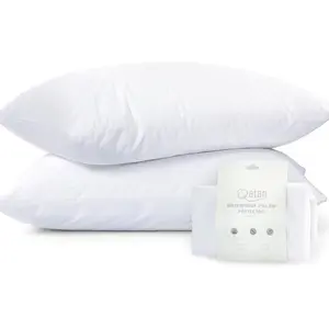 Waterproof King Size Pillow Protectors Set of 2 – Soft Microfiber Zippered Pillow Case Protector, Noiseless Breathable TPU Backed Pillow Encasement 2 Pack