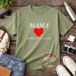 Nothing beats a personalized gift for mom, Mama Comfort Colors Shirt, Custom Family Name Tee, sentimental design for her, soft premium cotton feel, everyday casual outfit, perfect Mother’s Day gift idea, mom will love