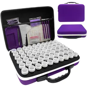 Diamond Painting Storage Containers 60 Slots Diamond Painting Accessories and Tools for Diamond Art Organizer Case (Purple)