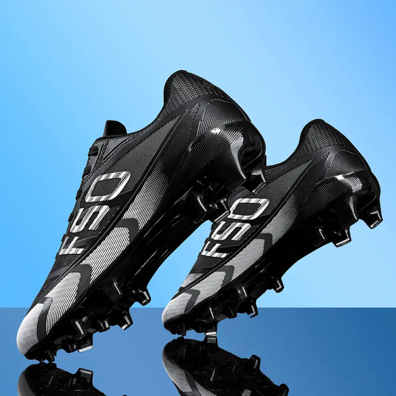 Men's Long Stud Soccer Shoes Fg Ag, Soccer Cleats, Football Boots, Soccer Footwear, Breathable Anti-Slip Wear-Resistant, Blue Color, Professional Natural Grass Use All Seasons