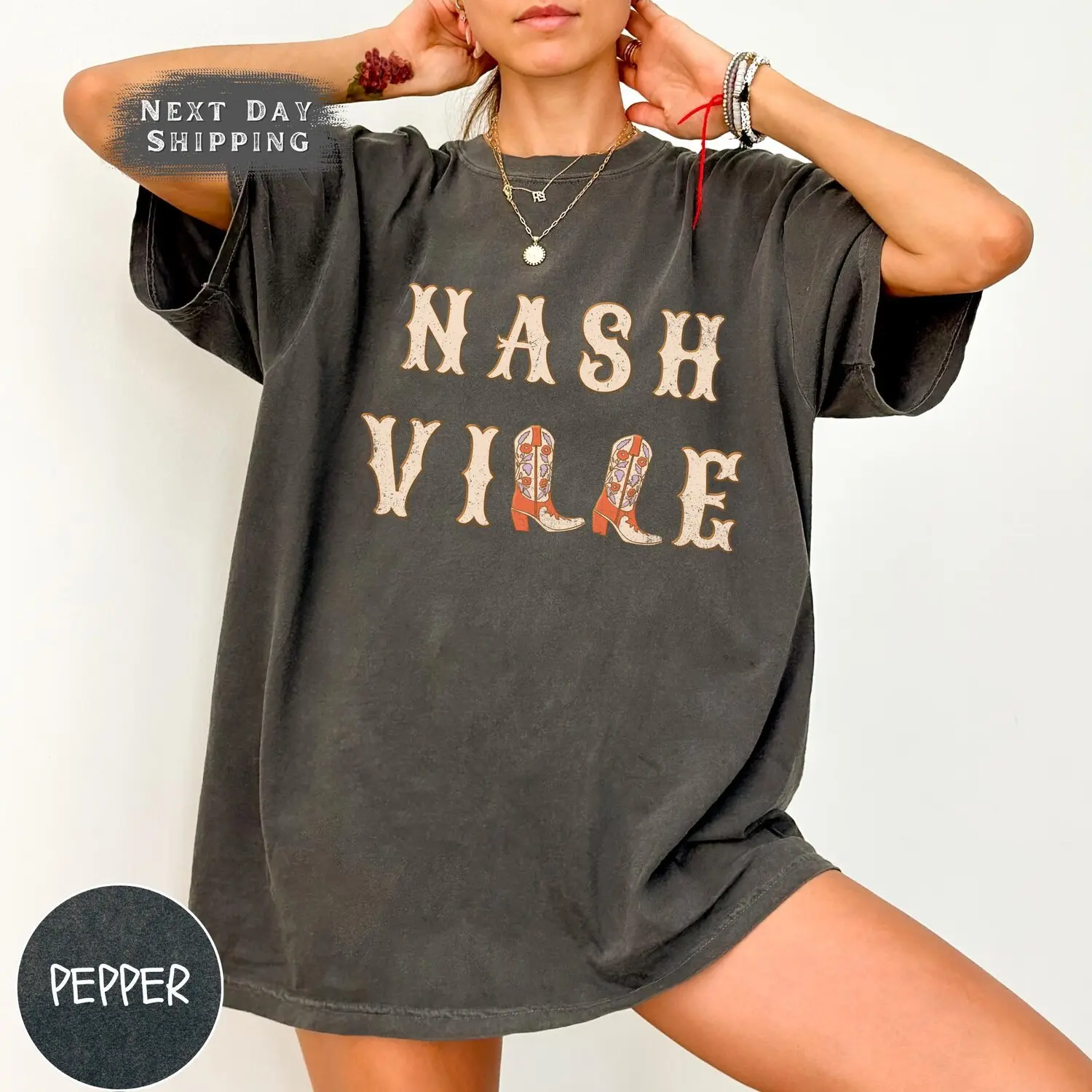 Comfort Colors Nashville Vintage Shirt, Country Music Tee, Cowgirl Boot Shirt, Vintage Varsity Aesthetic, Retro Country Western Music Lover PN02E