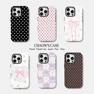 Fashion exquisite bow polka dot Phone Case for iPhone 17 16 15 14 13 12 11 | Aesthetic Phone Case  Shockproof Protection| Gift for Her and Lover