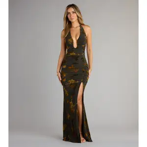 Martha Flocked Floral Velvet Mermaid Formal Dress
