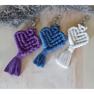 Macrame Heart Keychain, Boho Keychains, Purse Clip, Macrame Accessories