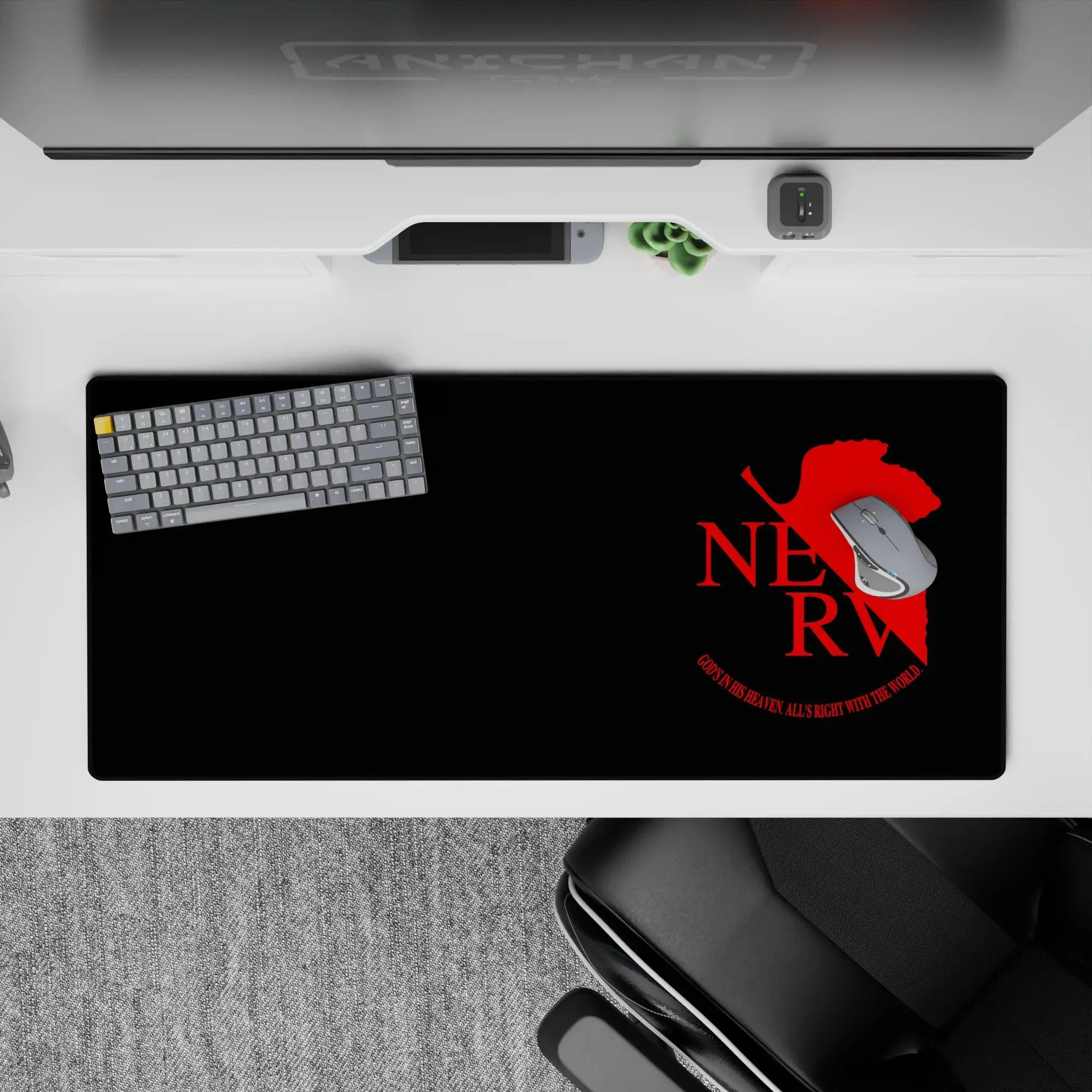 [SALE UP TO 30%]Evangelion - Anime Desk Mat - Crimson NERV Whisper, Mouse Pad for Anime Fan, Gaming Desk Accessories, Large Computer Pad, Desk Decor