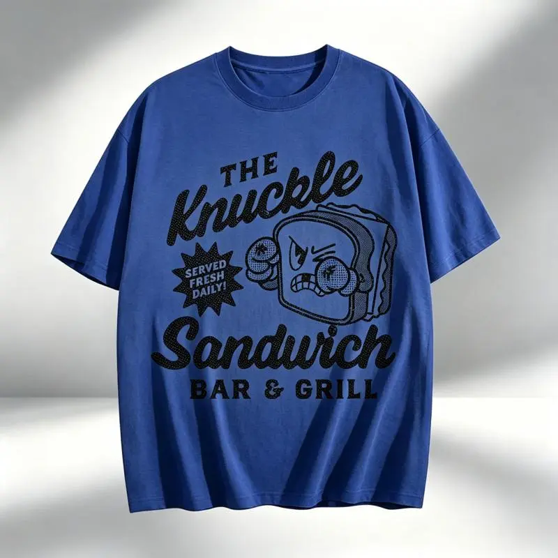 Mens Funny T Shirts The Knuckle Sandwich Bar and Grill Sarcastic Graphic Novelty Tee for Men Mens Funny T Shirts Cool Vintage Fashion T-Shirt Gift Classic Menswear Sarcastic Apparel for Men Funny Food Short Dark Grey