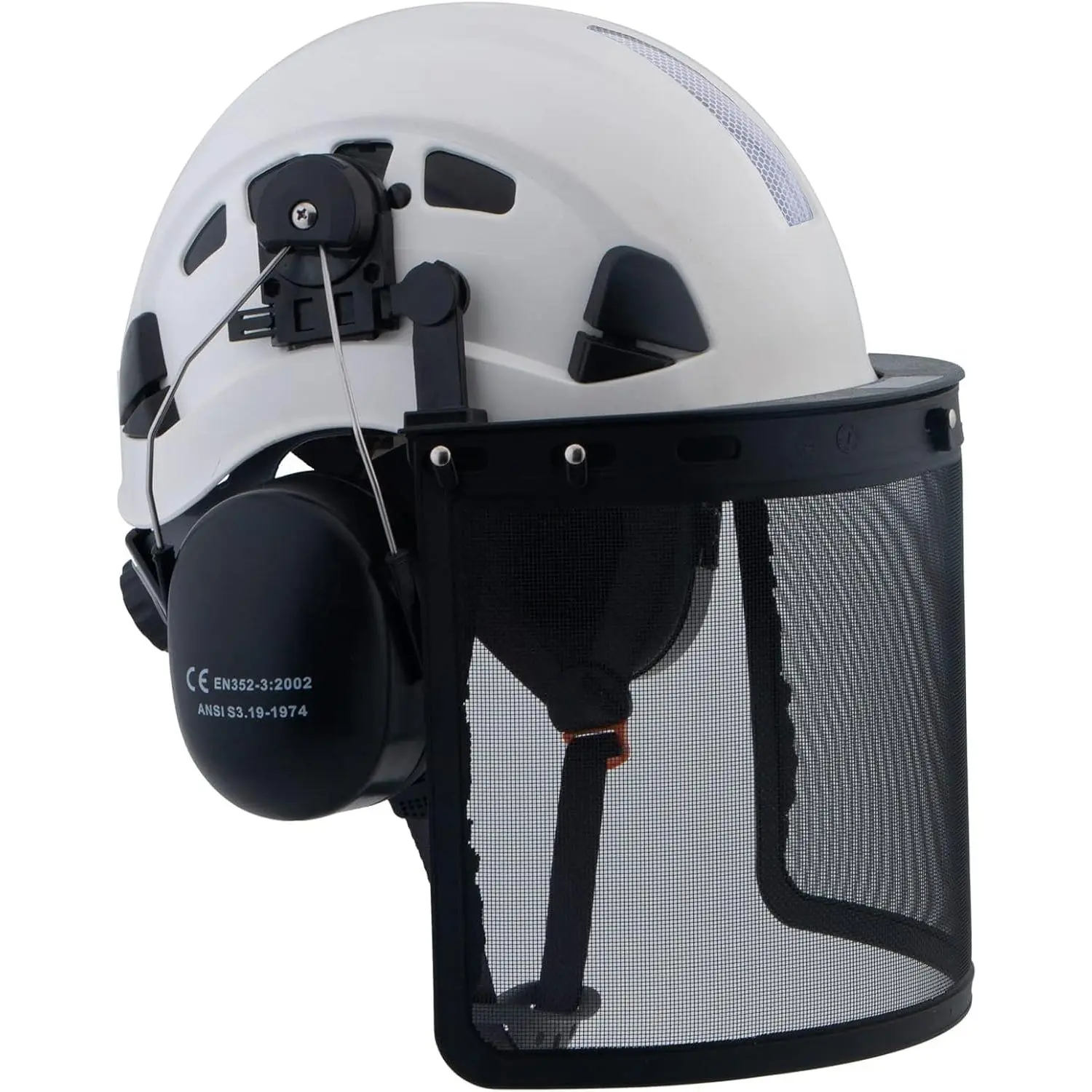 ANSI Z89.1 Approved ABS Ventilated Arborist Safety Chainsaw Helmet - Mesh Visor, Ear Muffs - for Wood Working, Tree Cutting (6.5-8 in Fit)