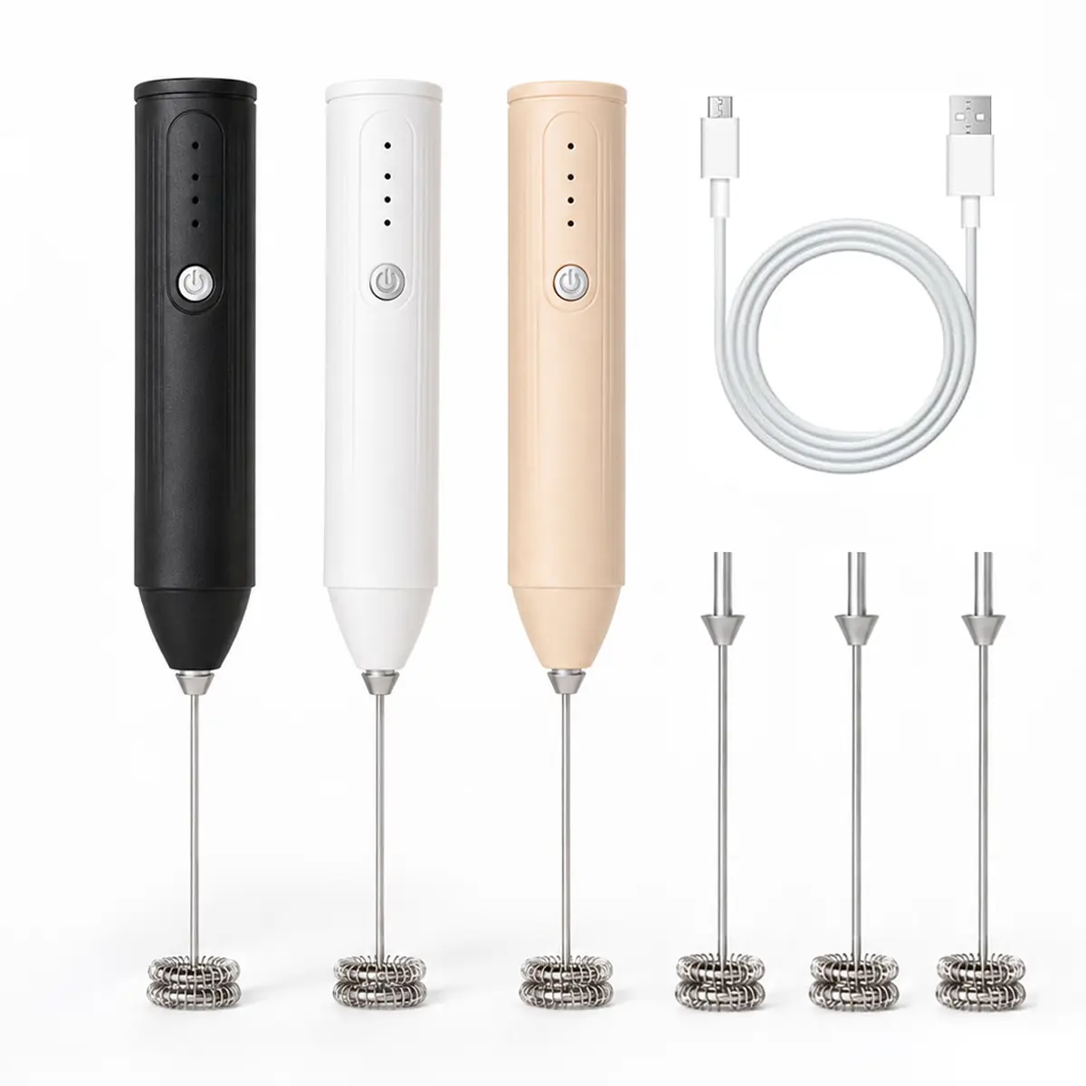 Milk Frother Wand for Coffee, Frother Handheld Rechargeable Electric Whisk with 3 Speeds Drink Mixer Coffee Frother Foam Maker For Egg, Milk, Latte, Coffee, Matcha, Cappuccino, Protein Powder, Hot Chocolate