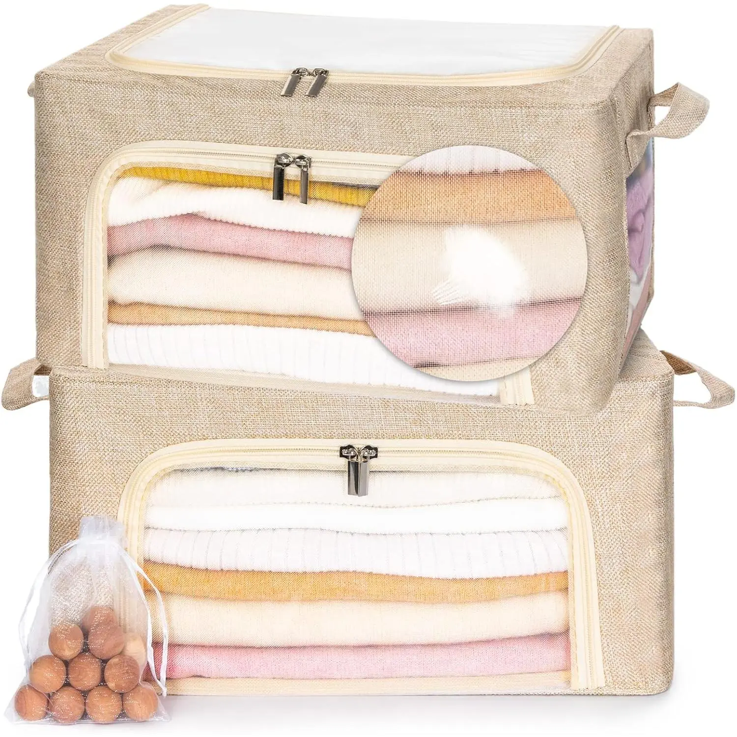 22L Cashmere Sweater Storage Bag And  Cedar Ball | BREATHABLE Cashmere Protection Pouch Friendly For Merino /Knit Sweater Storage for Closet Shelf Stackable Knitwear  Clothes Organizer